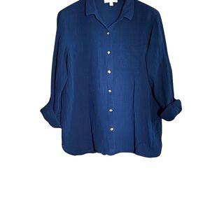 Anne Klein Blue Casual Button Down Shirt